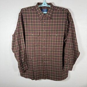 Pendleton Shirt Mens XL Brown‎ Button Down Long Sleeve Flannel Two Pocket Plaid